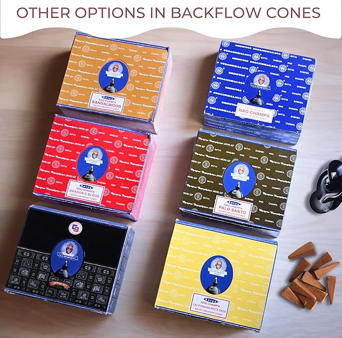 Sandalwood Backflow Incense Cones for Waterfall Aromatic Smoke Fountain Haze Falls and Mat Bundle - Pack of 12 TRUMIRI