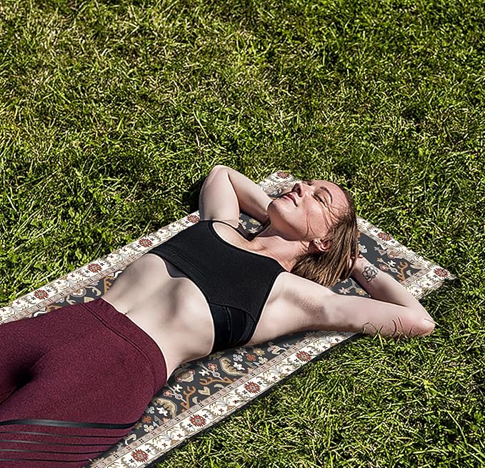 nuveti Yoga Mat Print Extra Thick TPE Non Slip Fitness Exercise Mat with Carrying Bag,72"x24" Extra Thick 6MM Exercise & Workout Mat for Yoga, Pilates Fitness and Floor Exercises - Bloomnest