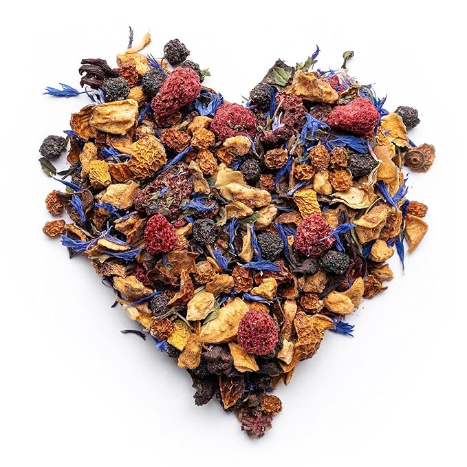 Loose Leaf Tea No Caffeine with Raspberry, Cornflower, Rosehip & Hibiscus (4oz.) – Fruit Tea Summer Herbal Infusion with Wild Berries - Bloomnest