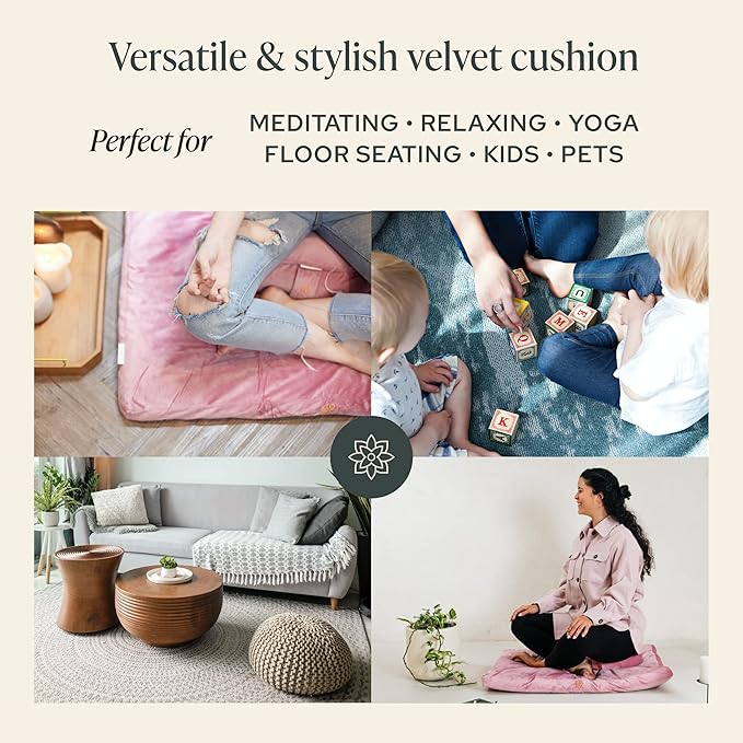 Mindful & Modern Zabuton Meditation Mat - Cotton Filled Yoga and Meditation Pad - Zabuton Meditation Cushion for Kneeling and Sitting Support - Large Rectangular Sitting Floor Pillow for Bench or Zafu - Bloomnest