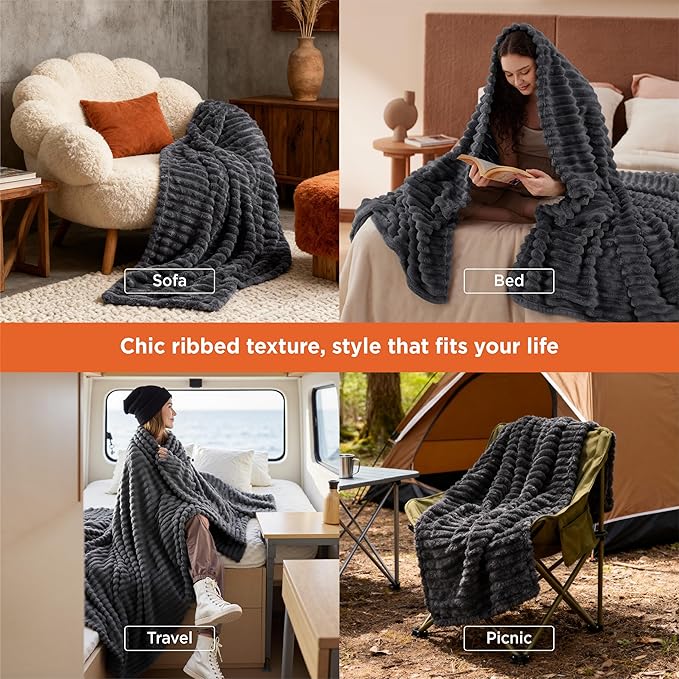 Bedsure GentleSoft Grey Twin Blanket for Bed - Super Soft Cozy Blankets for Women, Cute Large Blanket for Girls, 66x90 Inches - Bloomnest