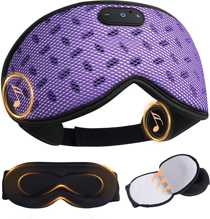 Sleep Mask Headphones with Bluetooth 5.4, LC-dolida Wireless Music Eye Mask for Sleeping Headphones Detachable 3D Eye Cups Cooling Breathable Bluetooth Eye Mask for Side Sleepers - Bloomnest