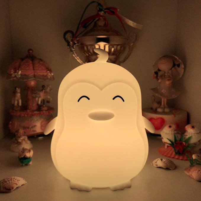 Large Penguin Night Lights for Babies Bedroom Light, lamp Kids, Toddler Nursery lamp Soft Decorative Lamps - Break Resistant, Eye Caring, Adjustable Brightness & Color, Time Setting - Large - Bloomnest