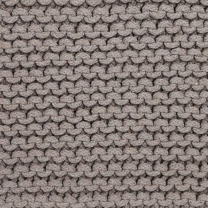 REDEARTH Cube Hand Knitted Pouf - Foot Stool Ottoman - Cord Boho Pouffe - Poof Accent Stuffed Table or Footrest for Living Room - Nursery - Bedroom - Patio - 100% Cotton (16" x 16" x 16") - Taupe - Bloomnest