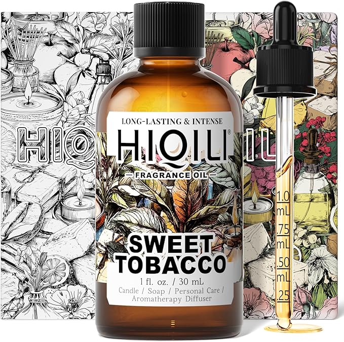 HIQILI Sweet Tobacco Fragrance Oil for Home Essential Oil Diffuser, Candle, Soap, Perfume & Body Scrubs Making, Rich Scent - 1 Fl Oz - Bloomnest