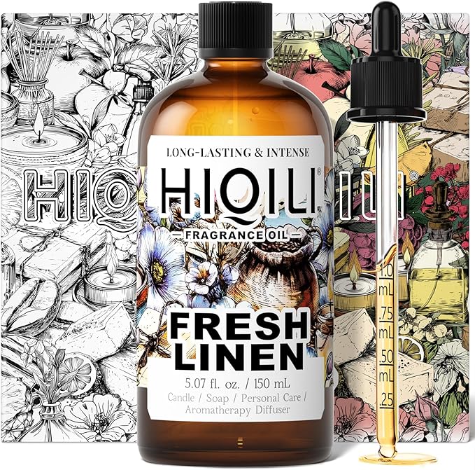 HIQILI Fresh Linen Fragrance Oil for Candle & Room Spray Making, Add to Dryer Balls, Freshie Scents for Essential Oil Diffuser - 5.07 Fl Oz HIQILI