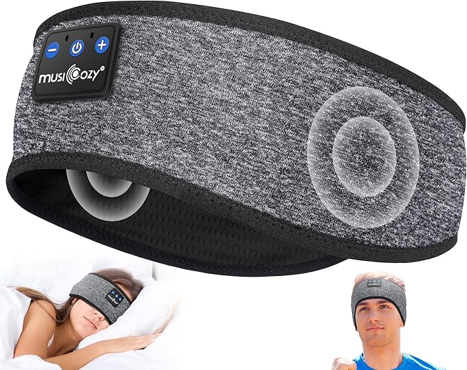 MUSICOZY Sleep Headphones Bluetooth 5.4 Headband, Wireless Earphones Music Sleep Earbuds Sleeping Eye Mask with HD Stereo Speakers for Workout Running Travel Yoga, Ideal Gifts for Women Men - Bloomnest