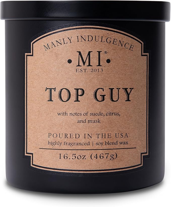 Manly Indulgence Top Guy Scented Candles for Men, 2 Wick, 16.5 oz, Premium Soy Blend Wax, 60H Burn, Candles for Home Scented - Made in The USA - Bloomnest
