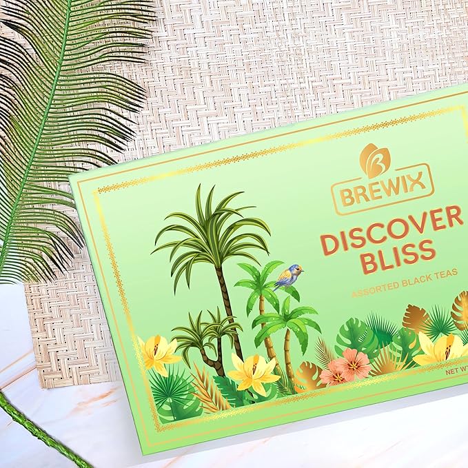 BREWIX, Discover Bliss Premium Assorted Tea Gift Set for Women (6 Premium Teas / 75+ Cup) | Tea Gift Sets For Tea Lover | Tin Caddy Presentation Box | Gifts for Her | Gifts for Women - Bloomnest