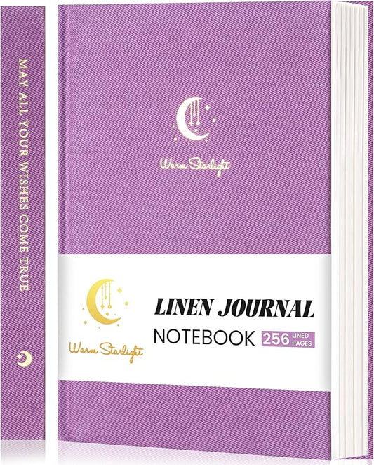 CAGIE Lined Journal Notebook for Women Girls, A5 Hardcover Linen Journals For Writing 256 Pages, Aesthetic Womens Diary, Gifts 8.3'' x 5.7'' Purple - Bloomnest