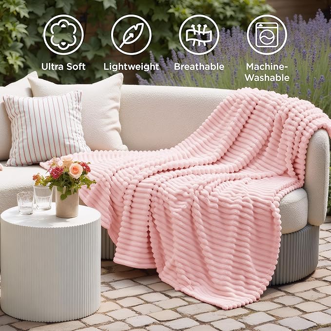 Bedsure GentleSoft Coral Pink Fleece Twin Blanket for Couch - Super Soft Cozy Blankets for Women, Cute Small Blanket for Girls, 60x80 Inches - Bloomnest