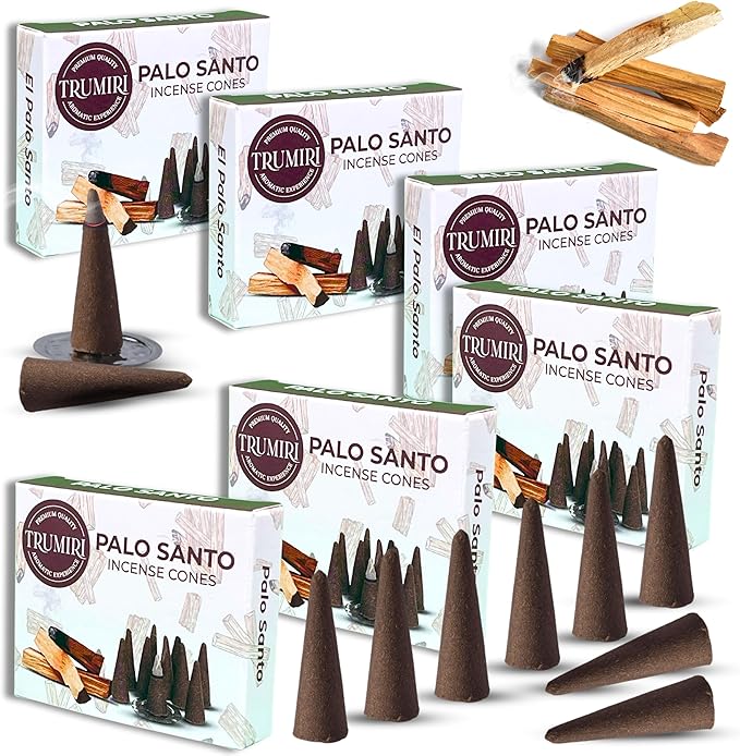 Palo Santo Incense Cones - Total 60 Cone Incense - Six Packs of 10 Insence Cones - Incense Cones Scented - Cone Incense Scents - Insense Cones - Inscent Cones TRUMIRI