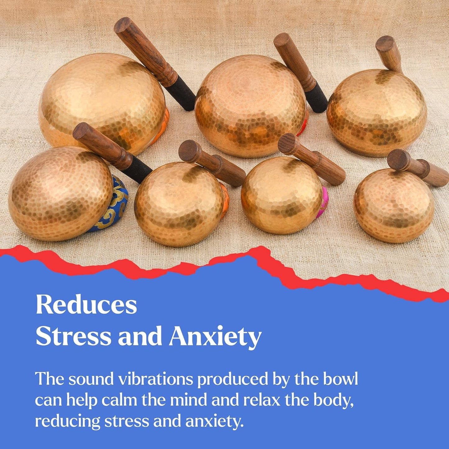 Tibetan Singing Bowl Set - Authentic Cuencos Tibetanos for Sound Healing, Meditation & Chakra Balancing - Includes Cushion, Mallet-Unique Spiritual Gifts for Women and Men (7 Chakra Hand Hammered Set)