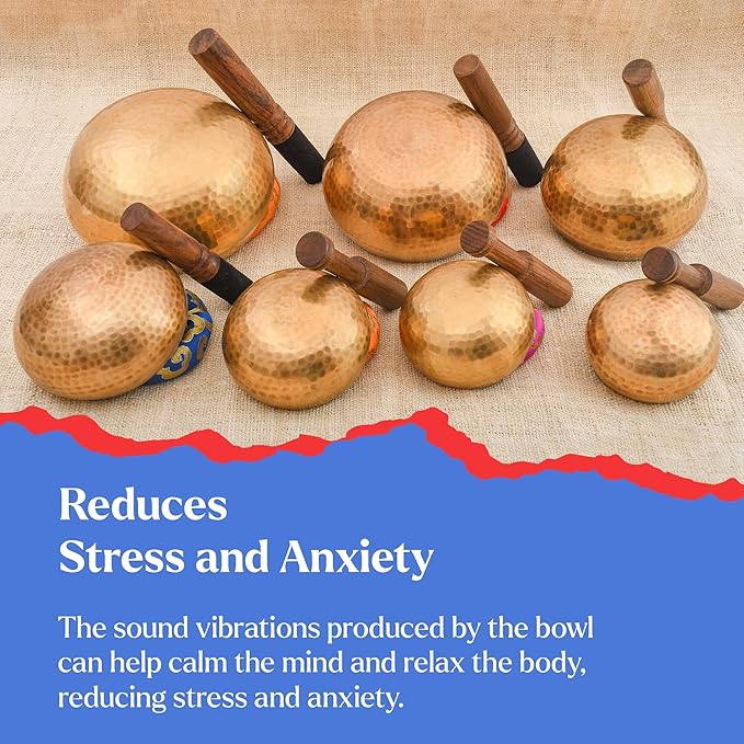 Tibetan Singing Bowl Set-Authentic Cuencos Tibetanos for Sound Healing, Meditation & Chakra Balancing - Includes Cushion, Mallet-Unique Spiritual Gifts for Women and Men (7 Chakra Bowl Set) LNYSI