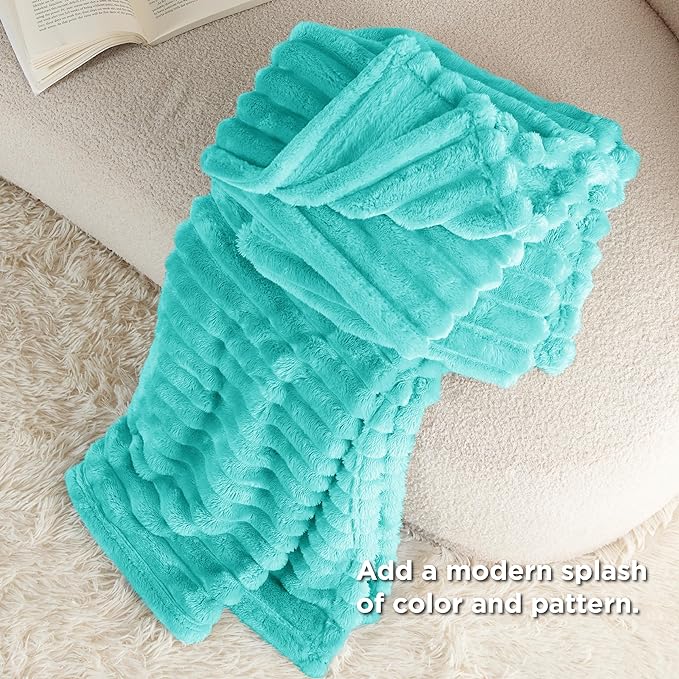 Bedsure GentleSoft Blue Fog Fleece Blanket for Couch - Cozy Soft Blankets for Women, Cute Small Throws for Girls, 60x80 Inches - Bloomnest