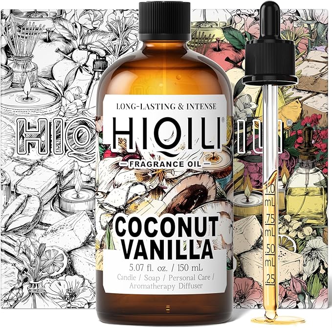 HIQILI Coconut Vanilla Fragrance Oil - for Candle Making, Soap Making, Essential Oil for Diffuser, Humidifier, Home& Hotel & Car Use - 5.07 Fl Oz - Bloomnest