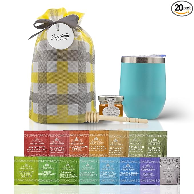 Tea Gift Set for Women & Men – Includes Assorted Teas, Elegant Mug & Honey (Teal - Hrny & Sons Tea) - Bloomnest