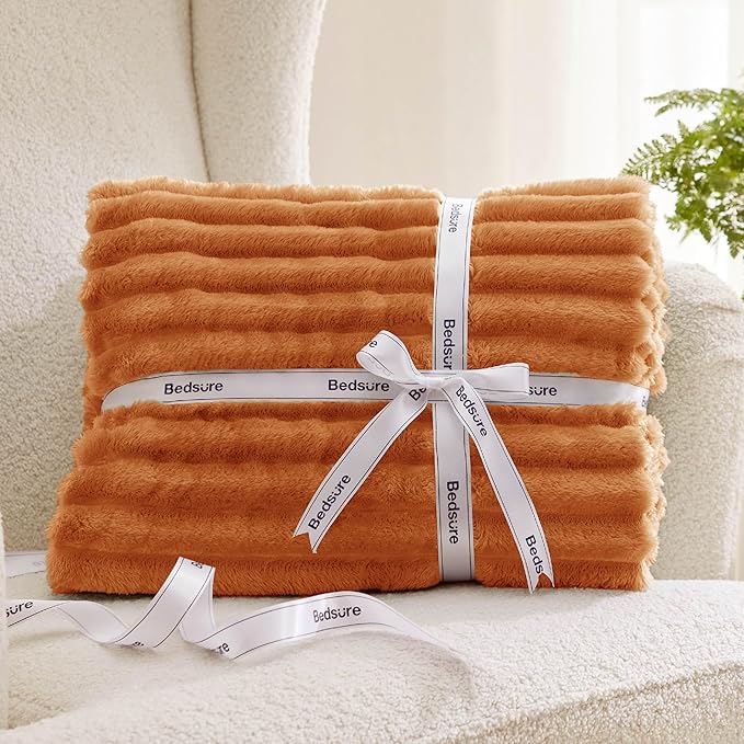 Bedsure GentleSoft Orange California King Size Blanket for Couch - Cozy Soft Fall Blankets for Women, Cute Small Fleece Throws for Girls, 102x96 Inches - Bloomnest