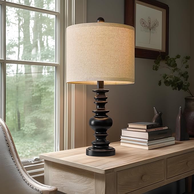BOBOMOMO 20" Table Lamp Set of 2 for Bedroom Living Room Vintage Rustic Traditional Nightstand Bedside Lamps（Suitable for Decorating Small Areas） - Bloomnest