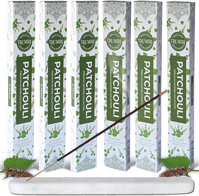 Patchouli Incense Sticks - Total 120 Insence-Sticks - 6 Packs of 20 Insense - Inciensos - Inscents - Natural Non Toxic Ingredients - Incents - Incence - Inscense - Insents