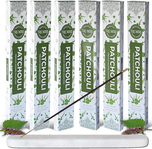 Patchouli Incense Sticks - Total 120 Insence-Sticks - 6 Packs of 20 Insense - Inciensos - Inscents - Natural Non Toxic Ingredients - Incents - Incence - Inscense - Insents