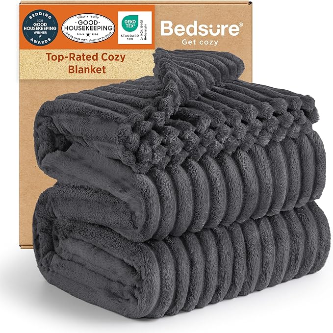 Bedsure GentleSoft Grey California King Size Blanket for Bed - Cozy Soft Blankets for Women, Cute Large Throws for Girls, 102x96 Inches - Bloomnest