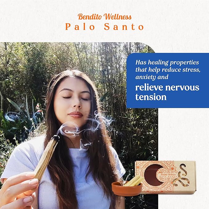 Palo Santo Sticks 20-Pack 110g - Free Holder - Ecuadorian, Premium Grade, High Resin, Sustainably Harvested Smudging Wood - Natural Incense for Aromatherapy, Meditation Bendito+Wellness