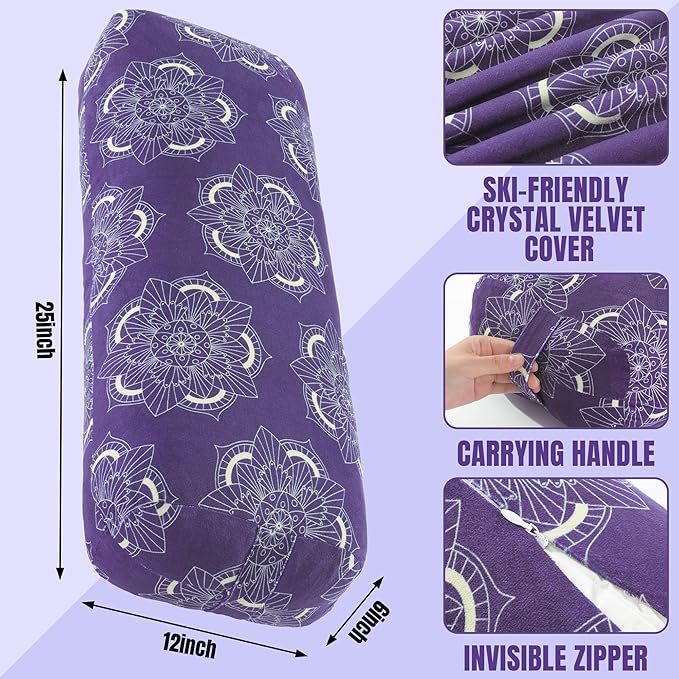 MABOZOO Yoga Bolster Pillow, Rectangular Yoga Bolster for Restorative & Meditation, Professional Meditation Cushion with Carry Handle - Bloomnest
