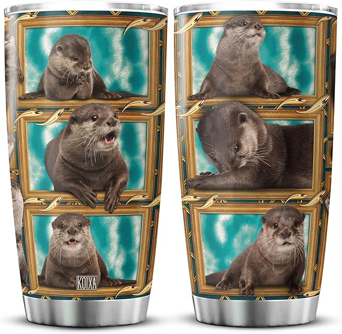 Sea Otter Coffee Tumbler For Women Cute Otters Gifts For Friend Stainless Steel Double Walled Cup With Lid Aquatic Animals Mug Birthday Present Funny Things For Animal Lovers - Bloomnest