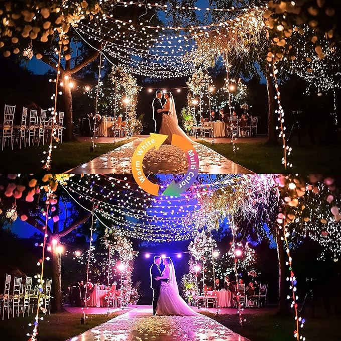 4 Packs Warm White & Multi-Color Battery Operated String Lights, 5M/16.4ft. 50 LEDs Remote Control Timer 12 Modes Optional Twinkle Battery Powered Fairy Lights Sliver Wire Firefly Lights - Bloomnest