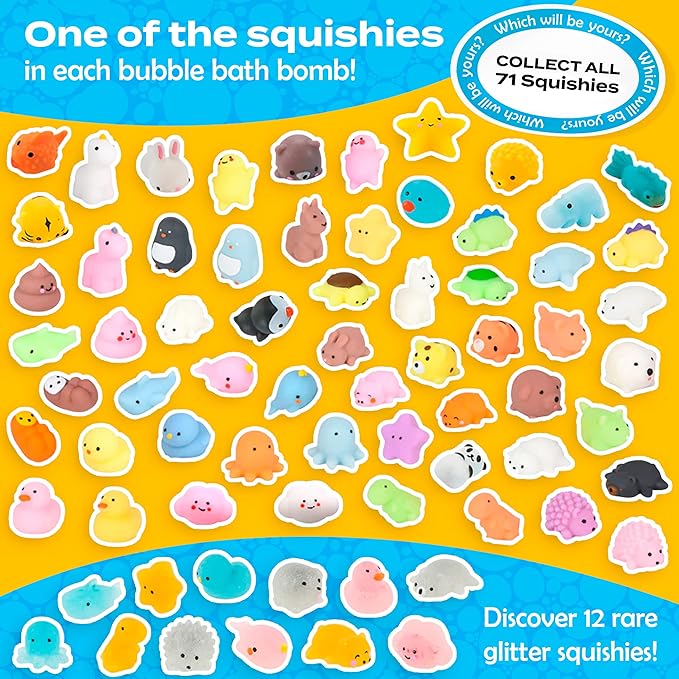 Squishy Bath Bombs for Girls & Boys with Surprise Toys Inside (6 Pack) - Large Bubble Bath Bombs & Hidden Figures, Gentle and Safe Fizzies, Made in USA, Gifts for Kids by Two Sisters - Bloomnest