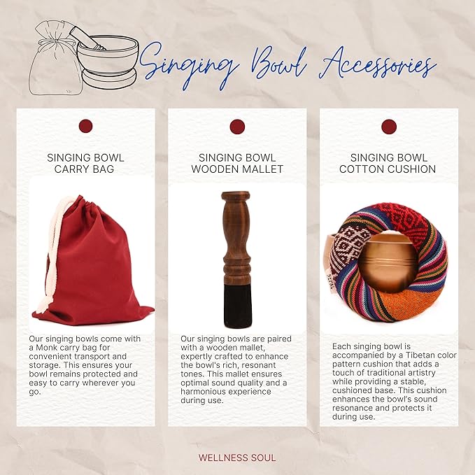 Authentic Tibetan Singing Bowl-Meditation Bowl with Cushion, Mallet and Carry Bag-Handcrafted in Nepal- best for Yoga, Chakra Healing, Mindfulness, and Stress Relief-Spiritual Gifts for Women and Men WellnessSoul
