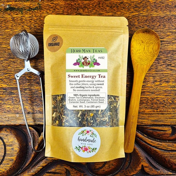 SWEET ENERGY TEA – Cooling, naturally sweet herbal energy tea for those with excess body heat – Formulated by Master Herbalist Khabir – 100% Organic, Non-GMO, No Additives - Bloomnest