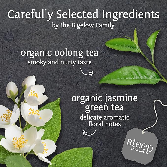 steep by Bigelow Organic Oolong with Jasmine Green Tea, Caffeinated, 20 Count (Pack of 6), 120 Total Tea Bags - Bloomnest