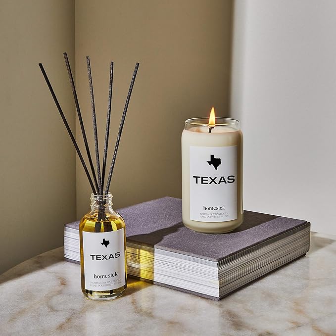 Homesick Scented Candles for Home (Texas) - 13.75 oz Long-Lasting Soy Wax Jar Candle for Women & Men for All Occasions, 60-80 Hours Burn Time - Notes of Pine Needles & Lime - Bloomnest