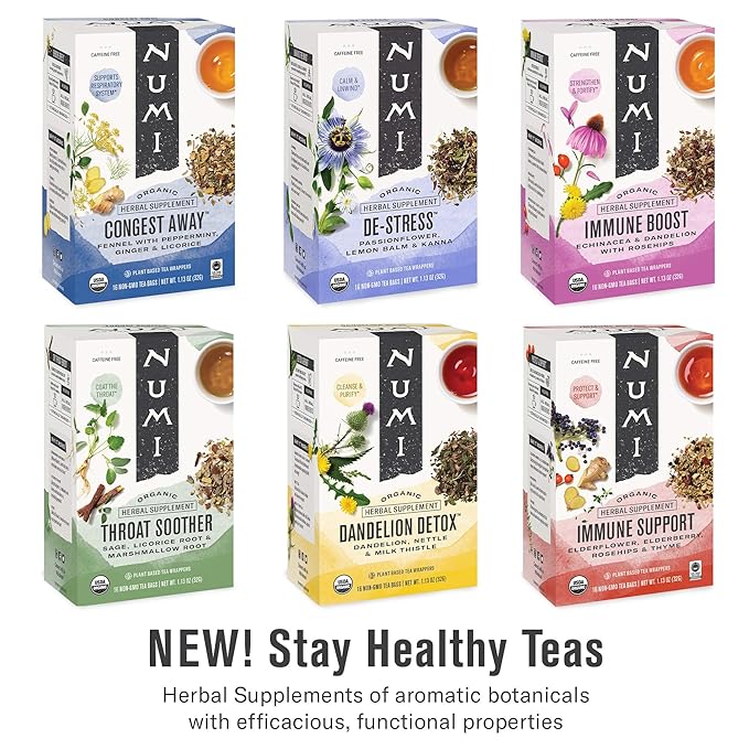 Numi Organic Dandelion Detox Herbal Tea 48 Herbal Bags Caffeine‑Free Blend with Dandelion Root & Leaf Nettle Burdock Red Clover Milk Thistle Lemon Peel Cardamom & Lemon Myrtle for Gentle Cleanse - Bloomnest
