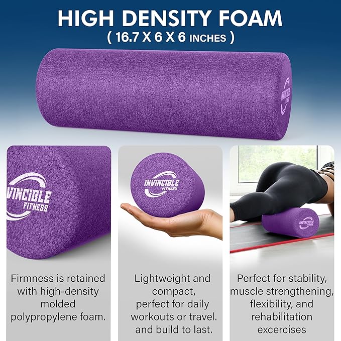 Invincible Fitness EPP Foam Roller for Deep Tissue Massage – Enhance Recovery, Relieve Pain, and Boost Mobility for a Stronger, Healthier You (Purple) - Bloomnest