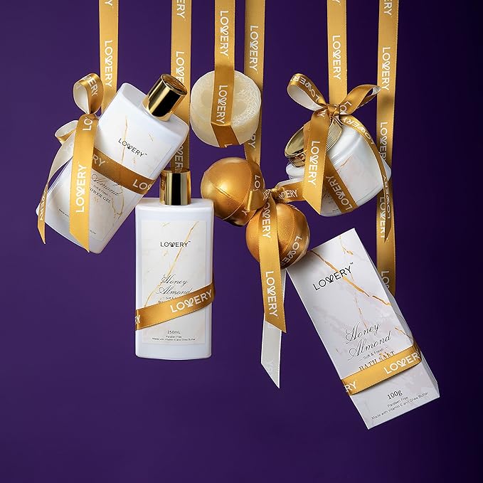 Gifts for Mom, Gift Basket, Spa Gifts For Women, 31Pc Self Care Kit, Stress Relief Gift, Birthday, Thank You, Honey Almond Bath and Body Gift - Toiletry Bag, Nail Kit, Bath Bombs & More