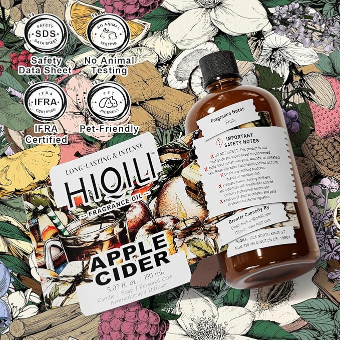 HIQILI Apple Cider Fragrance Oil - Making DIY Candle & Soap, Luxury Wine Scented, for Home & Office Essential Oil Diffuser Use - 5.07 Fl Oz - Bloomnest