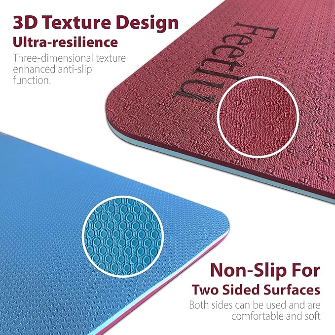 Extra Thick Exercise Yoga Mat with Strap - 2/5 Inch (10MM), Non-Slip Workout Mat for Yoga, Pilates, and Floor Exercises - Bloomnest