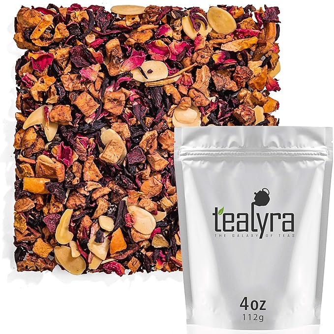 Tealyra - Sweet n’ Sour Cherry - Hibiscus - Beetroot - Pomegranate - Almond - Fruity Herbal Loose Leaf Tea - Caffeine Free - Hot or Iced - 112g (4-ounce) - Bloomnest