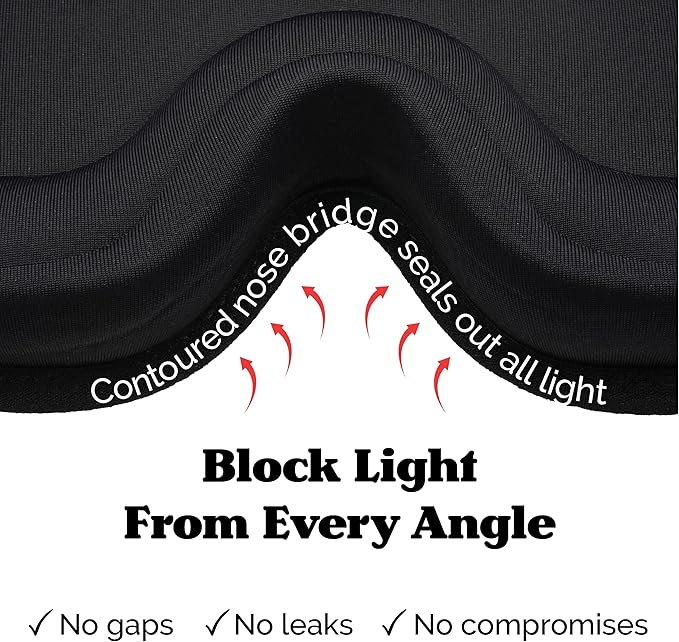 Complete Light Blocking 3D Sleep Mask – Blackout Eye Mask for Sleeping, Lash Extensions & Side Sleepers – Pressure-Free Comfort with Adjustable Strap, Travel Bag & Earplugs - Bloomnest