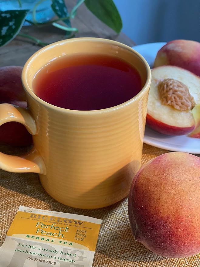 Bigelow Tea Perfect Peach Herbal Tea, Caffeine Free Tea with Peach and Herbs, 20 Count Box (Pack of 6), 120 Total Tea Bags - Bloomnest