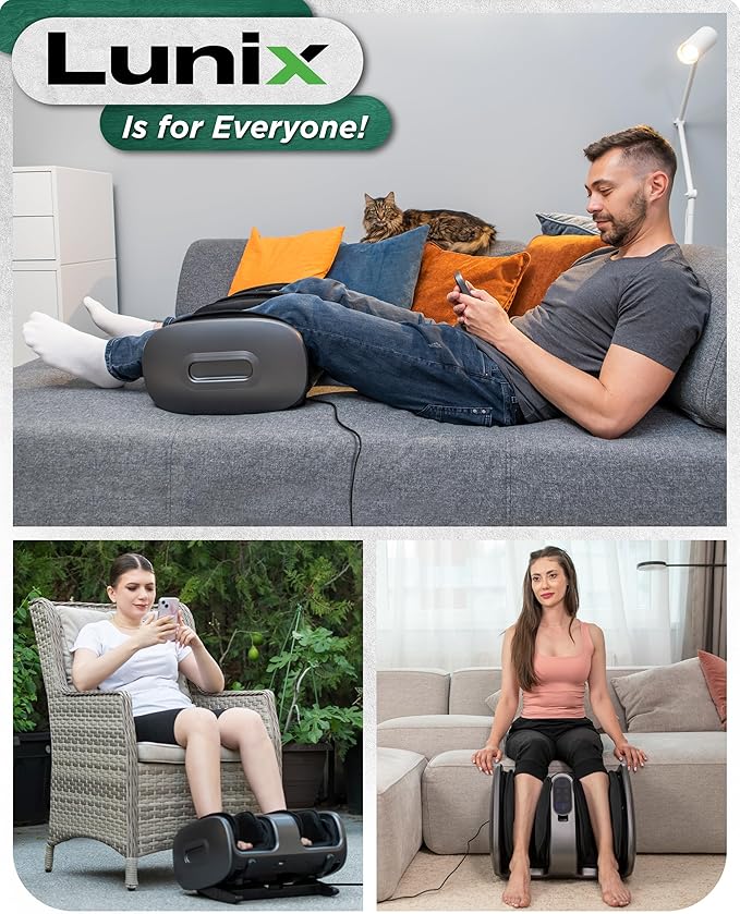 Lunix LX21 Feet Massager with Remote for Pain Relief, Circulation and Heat Therapy, Foot and Calf Shiatsu Massager for Plantar Fasciitis and Neuropathy, Ankle Device, Gray - Bloomnest