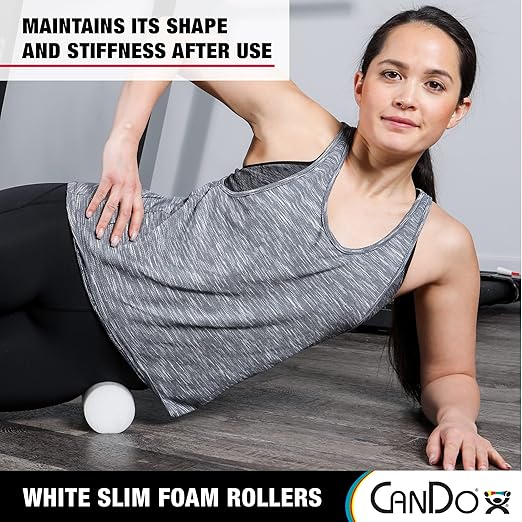 CanDo Slim White PE Foam Rollers for Exercise, Fitness, Muscle Restoration, Massage Therapy, Sport Recovery and Physical Therapy for Home, Clinics, Professional Therapy 3" x 36" Round - Bloomnest