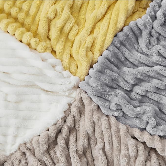 Bedsure GentleSoft Blankets Queen Size for Bed - Cozy Soft Blankets for Women, Cute Large Fleece Throws for Girls, Light Grey, 90x90 Inches - Bloomnest