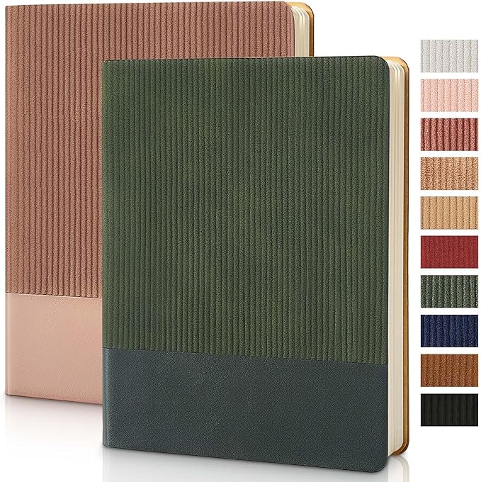 Lined Journal Notebook for Work College Ruled Note Book 7.2"x9.6" B5 PU Leather Daily Journaling 160 Pages for Women Men Writing Home School Supplies Business (Darkgreen/Darkpink) - Bloomnest