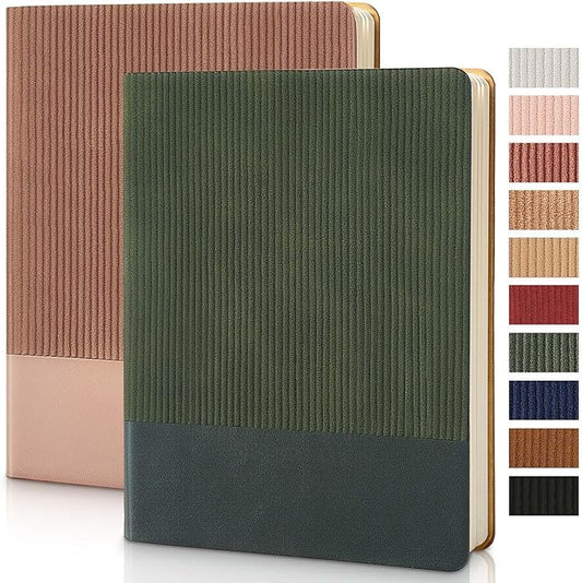 Lined Journal Notebook for Work College Ruled Note Book 7.2"x9.6" B5 PU Leather Daily Journaling 160 Pages for Women Men Writing Home School Supplies Business (Darkgreen/Darkpink) - Bloomnest