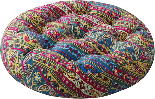 Codi Meditation Floor Pillow, Boho Pillows Seating for Adults and Kids, Large Round Cushion for Yoga Living Room Tatami Sitting, Memory Foam Added, 22x22 Inch, Multi Blaidiere - Bloomnest