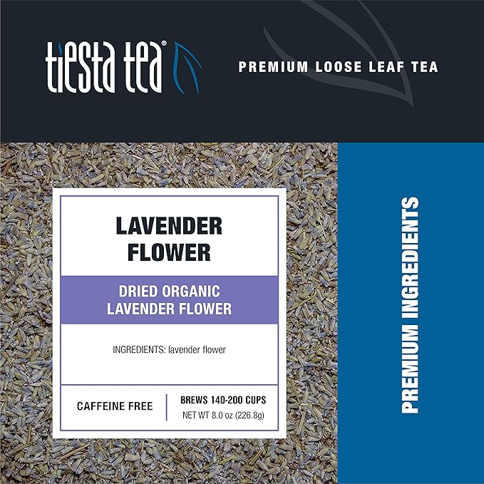 Tiesta Tea - Dried Organic Lavender Flower, Loose Leaf, Premium Non-Caffeinated Blend, Make Hot or Iced, Raw Edible Lavender Buds, Rich Flavors, 8oz Resealable Bulk Pouch - Bloomnest